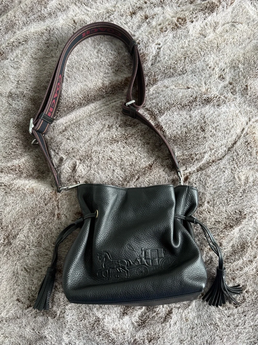 Coach Andy horse & carriage leather crossbody purse black